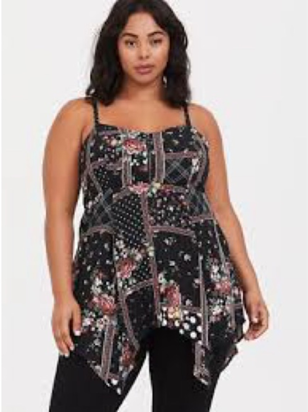 Torrid Floral Patchwork Handkerchief Hem Cami